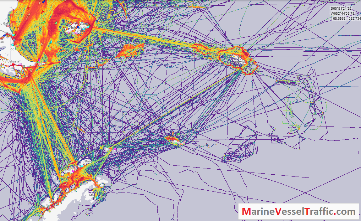Live Marine Traffic, Density Map and Current Position of ships in SCOTIA SEA